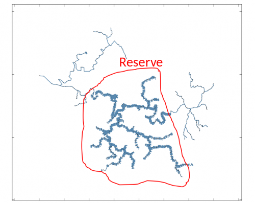 Example stream map with Reserve area circled in red.